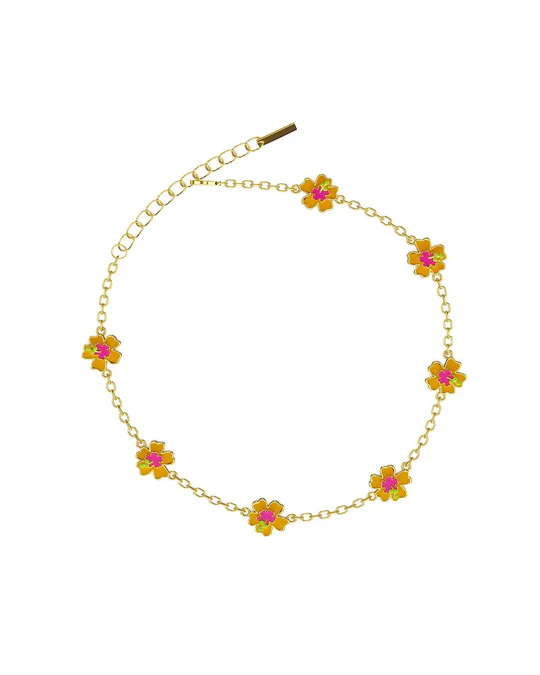 Bracciale Donna Amabile Ibisco Dorato Regolabile con Fiore di Ibisco 