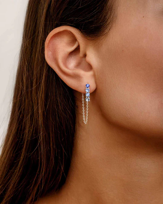 Orecchino Donna Amabile Bond Light Pendente con Pietre Blu 