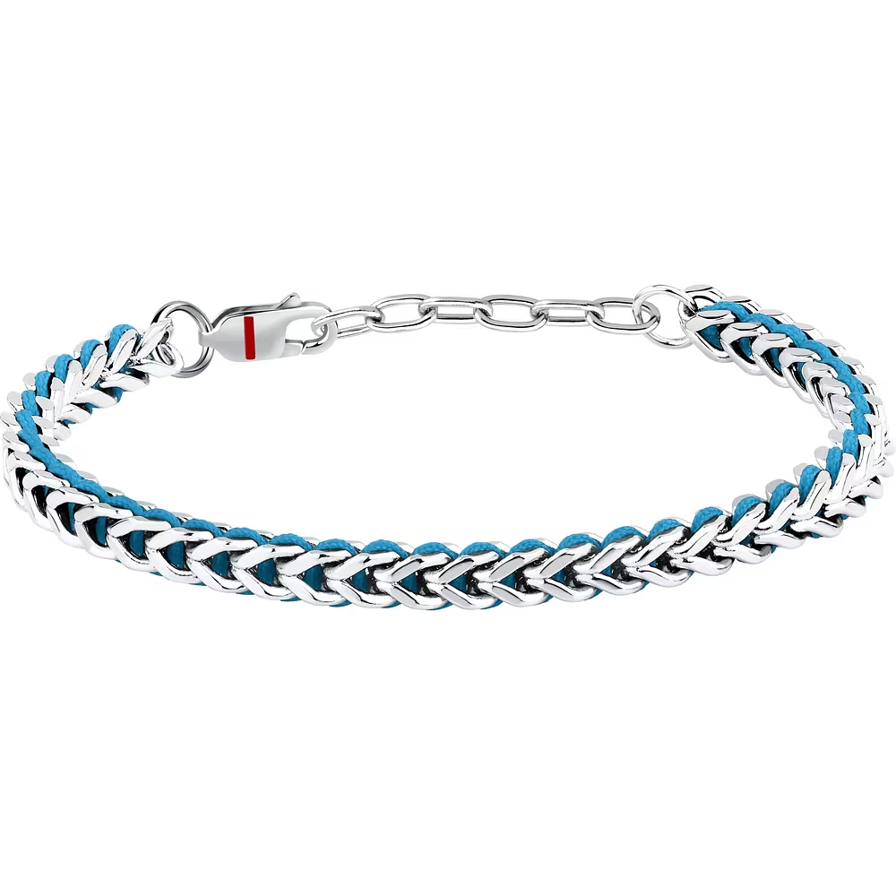 Bracciale Uomo Sector Bandy in Acciaio con Corda Azzurra 