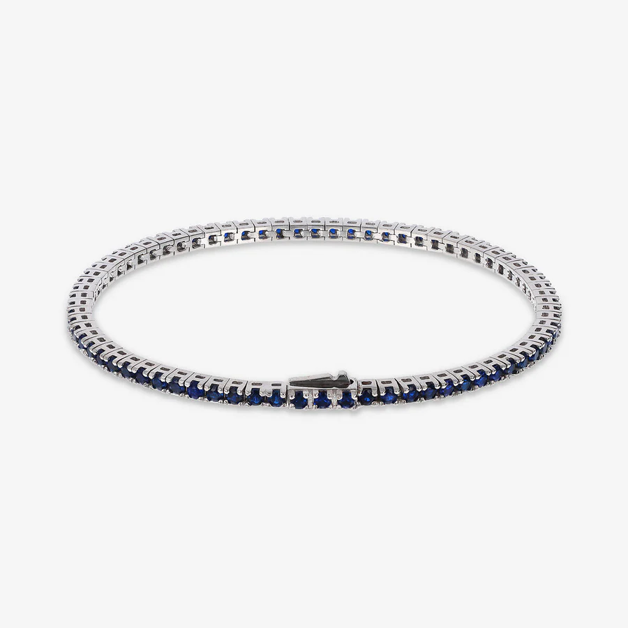 Bracciale Tennis Uomo Albert M con Cubic Zirconia Blu in Argento 925