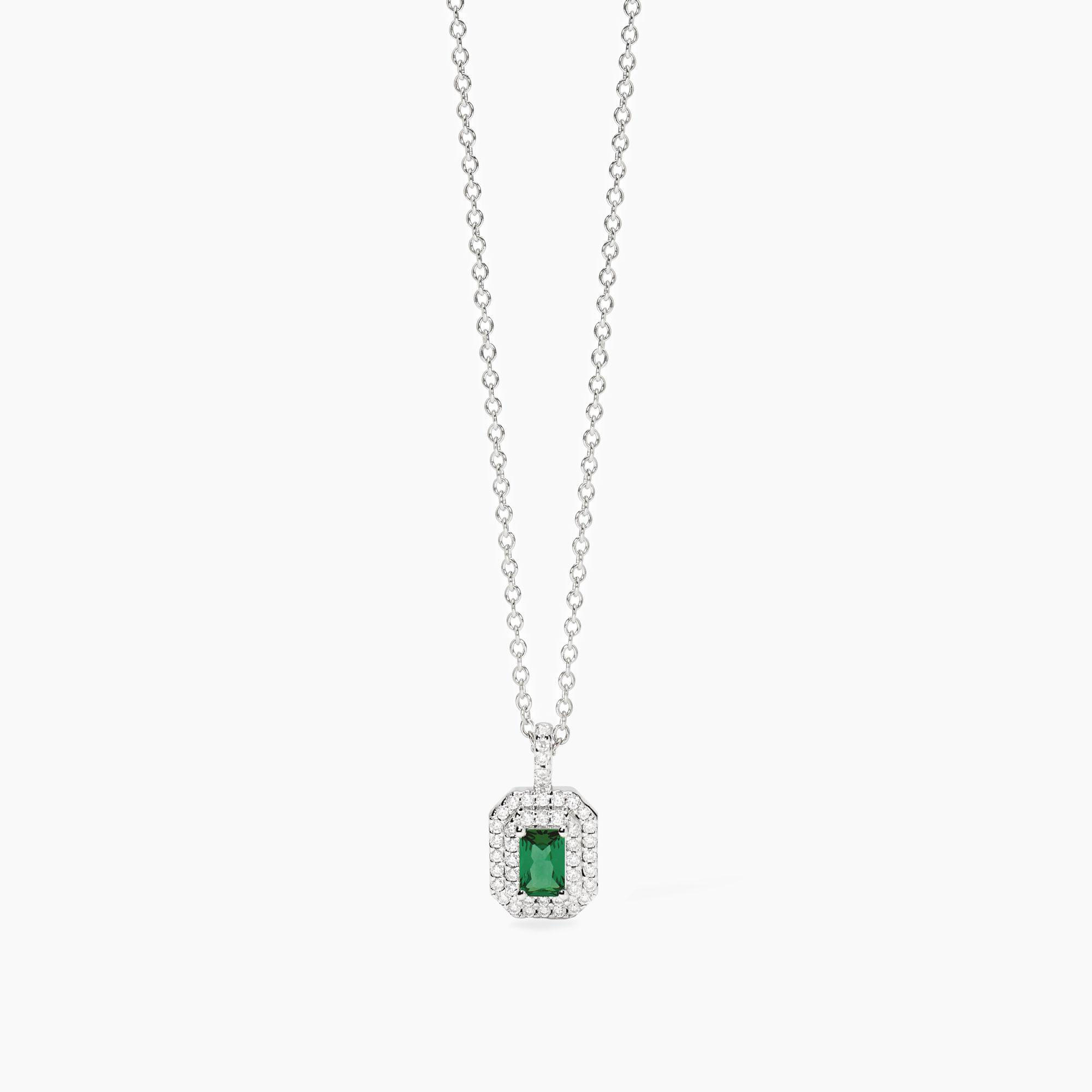 Collana Donna Mabina Vittoria con Smeraldo Sintetica e Zirconi 