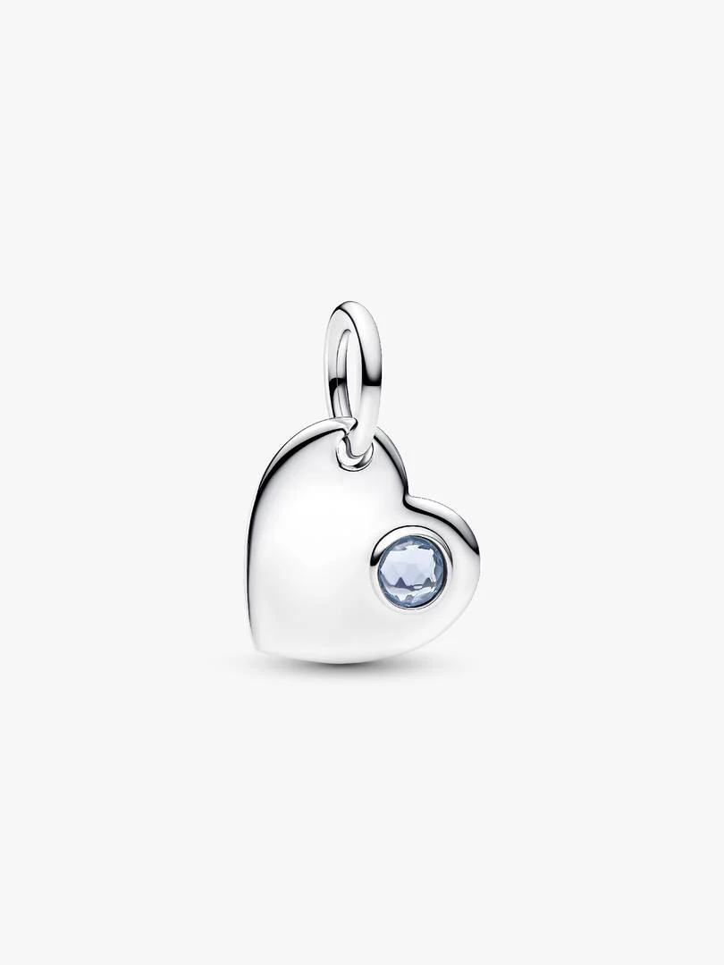 Charm Pendente Pandora Cuore con Pietra Azzura Marzo 
