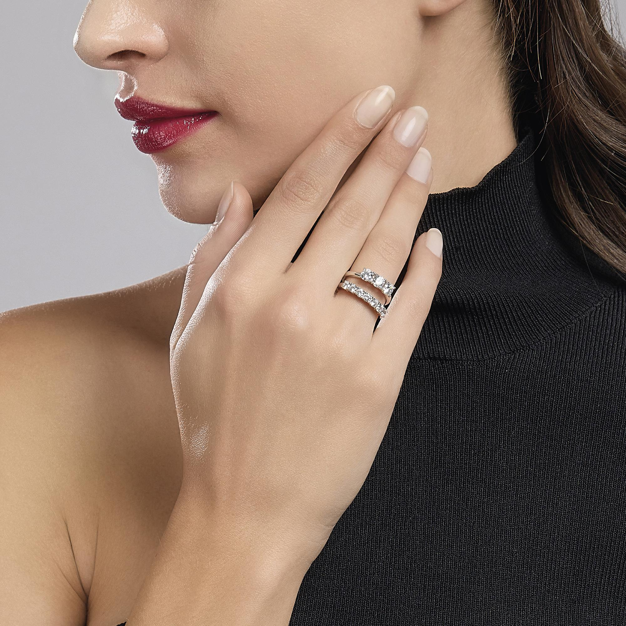 Anello Donna Mabina Trilogy Regolabile con Zirconi Bianchi
