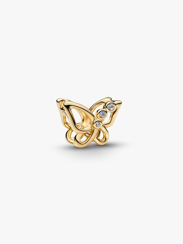 Charm Openwork Pandora Farfalla Placcatura Oro 14 kt