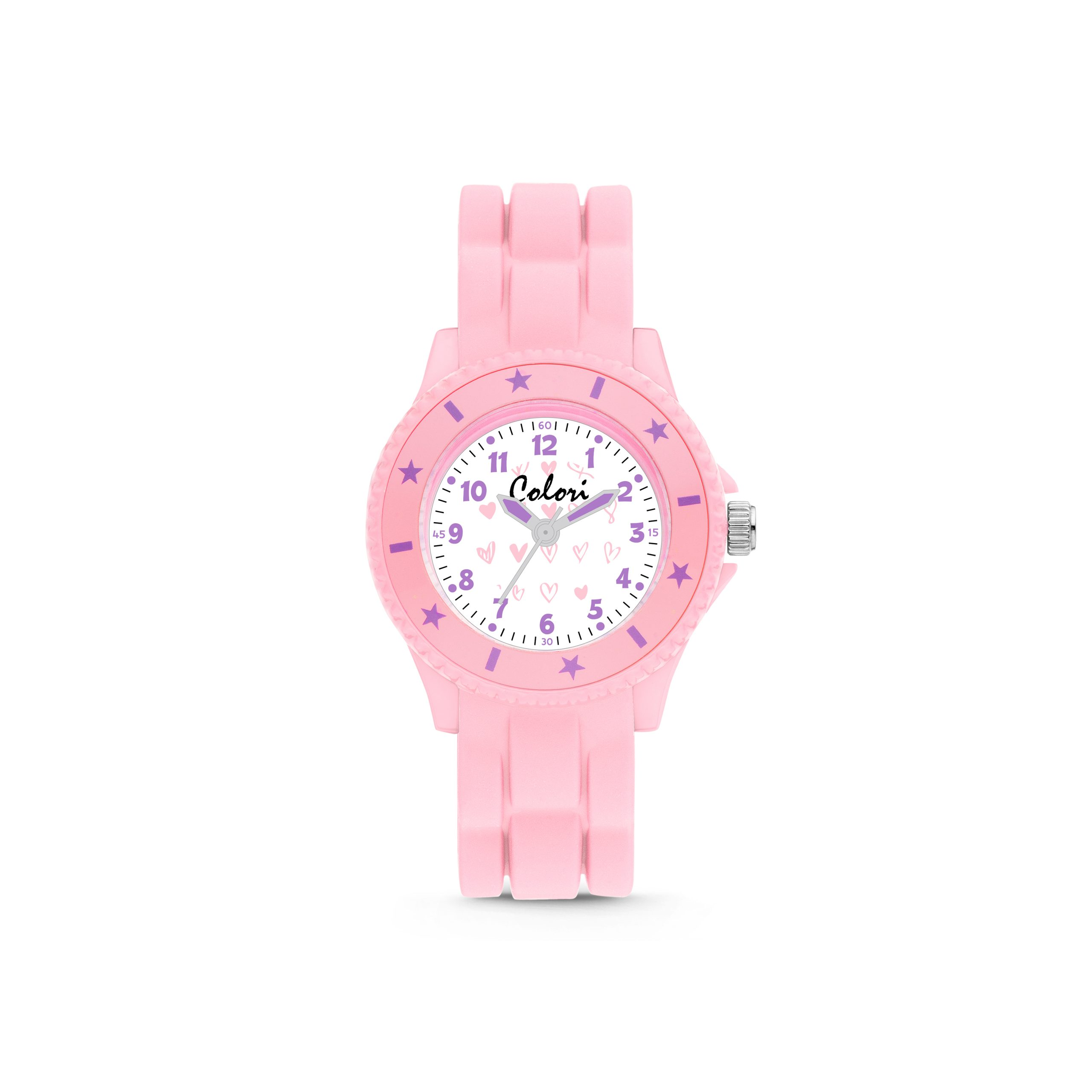 Orologio Bambino Colori Kidswatch con Cuori al Quarzo con Quadrante Bianco 30mm Cinturino Rosa