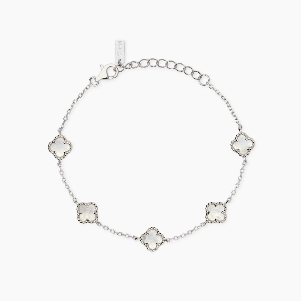 Bracciale Donna Mabina Jasmine con Catena Forzatina Diamantata e Fiori in Madreperla
