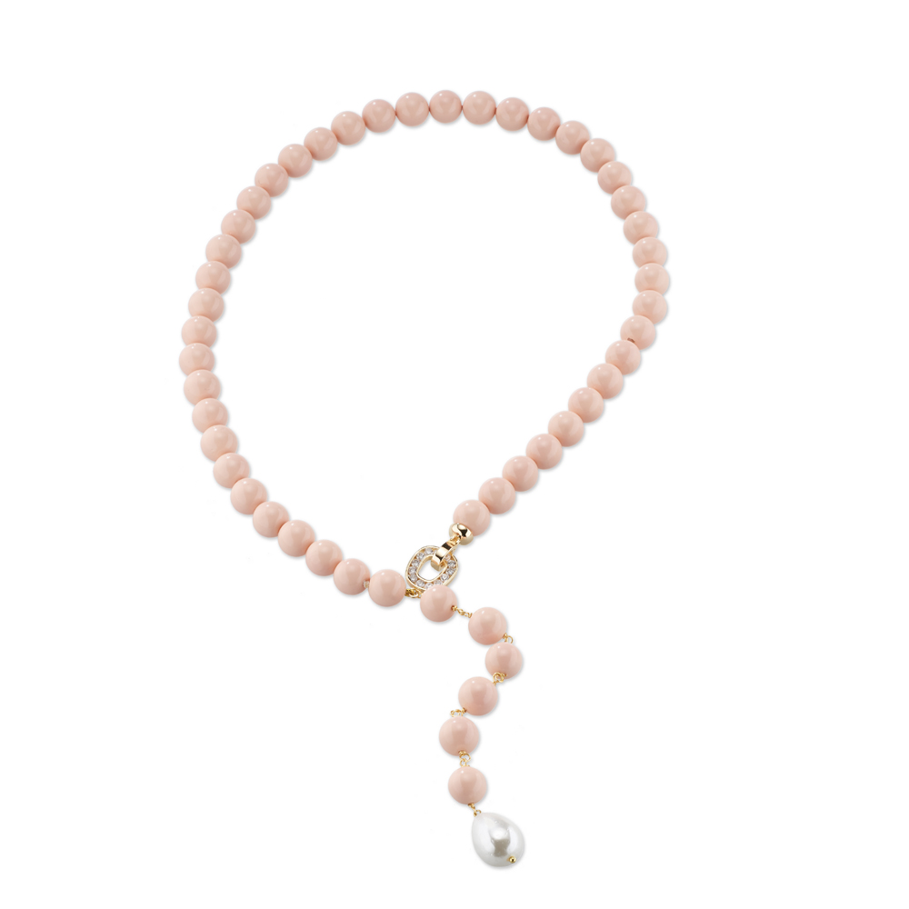 Collana Donna Sovrani con Perle di Maiorca Rosa e Bianche con Zirconi 