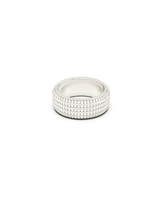Anello Donna Amabile Stripe a Fascia con Strisce Brillanti 