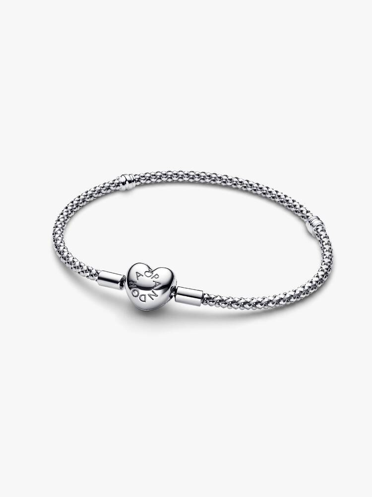 Bracciale Pandora Maglia Geometrica con Chiusura a Cuore Argento Sterling 925