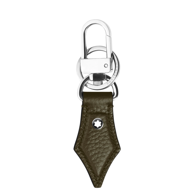 Portachiavi Montblanc a Forma di Pennino inn Pelle di Vitello a Grana Premium Kaki