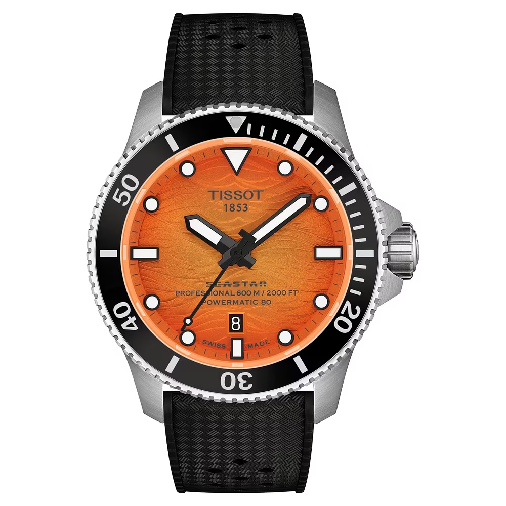 Orologio Uomo Tissot Seastar 2000 Automatico con Quadrante Arancione 44 mm