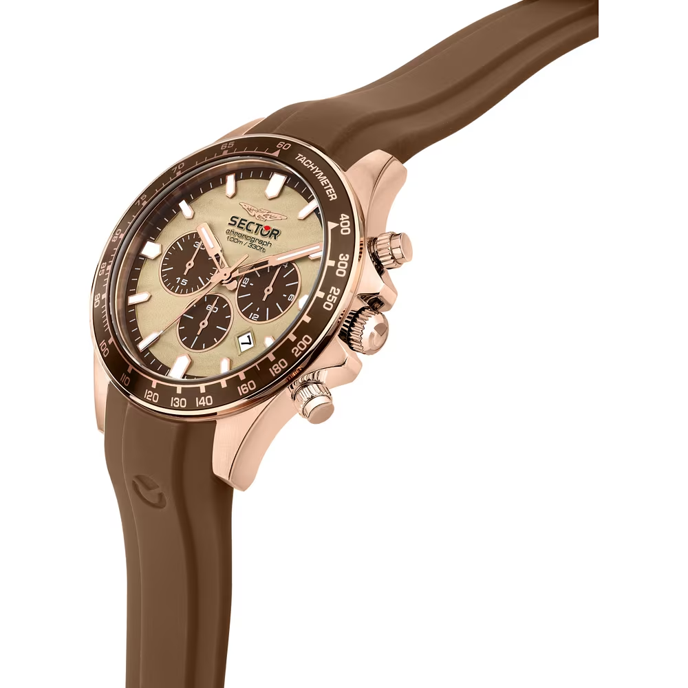 Orologio Uomo Sector 230 Cronografo al Quarzo con Quadrante Marrone 43 mm Cinturino in Plastica Marrone