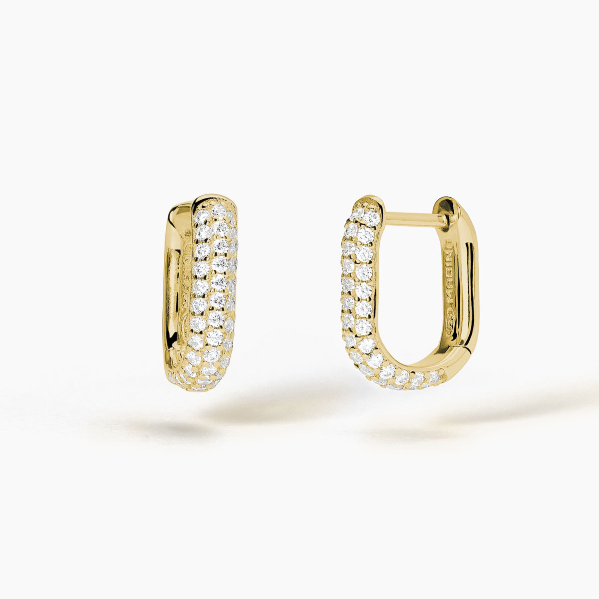 Orecchini Ovali Mabina in Argento Dorato con Pavè