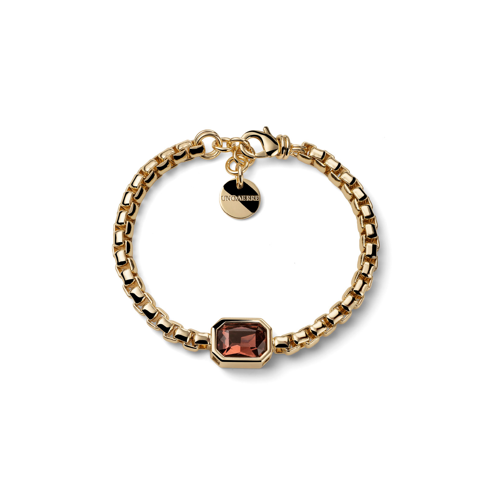 Bracciale Donna Unoaerre Joya a Catena Veneziana Dorato con Cristallo Marrone 