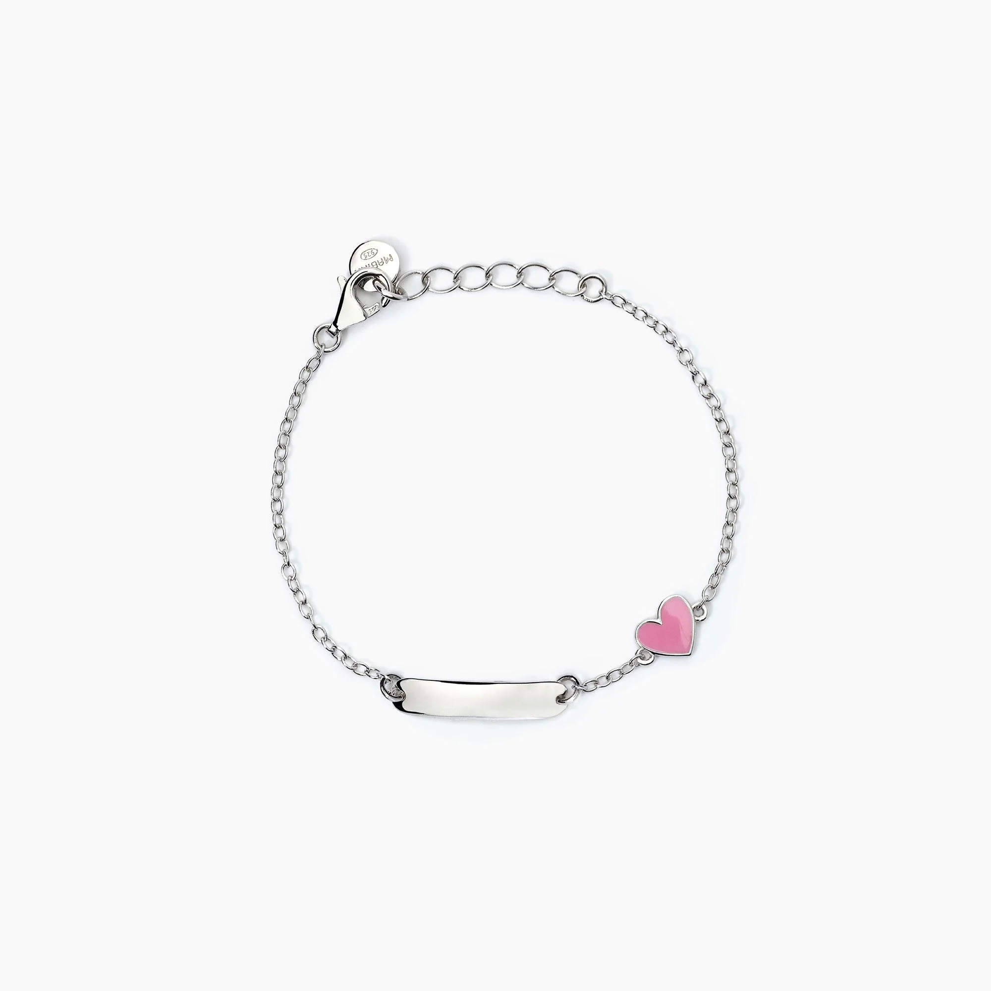 Bracciale Bimbo Personalizzabile Mabina in Argento con Cuoricino