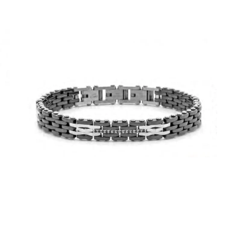 Bracciale Uomo Paciotti con Maglia in Acciaio e Ceramica Nera