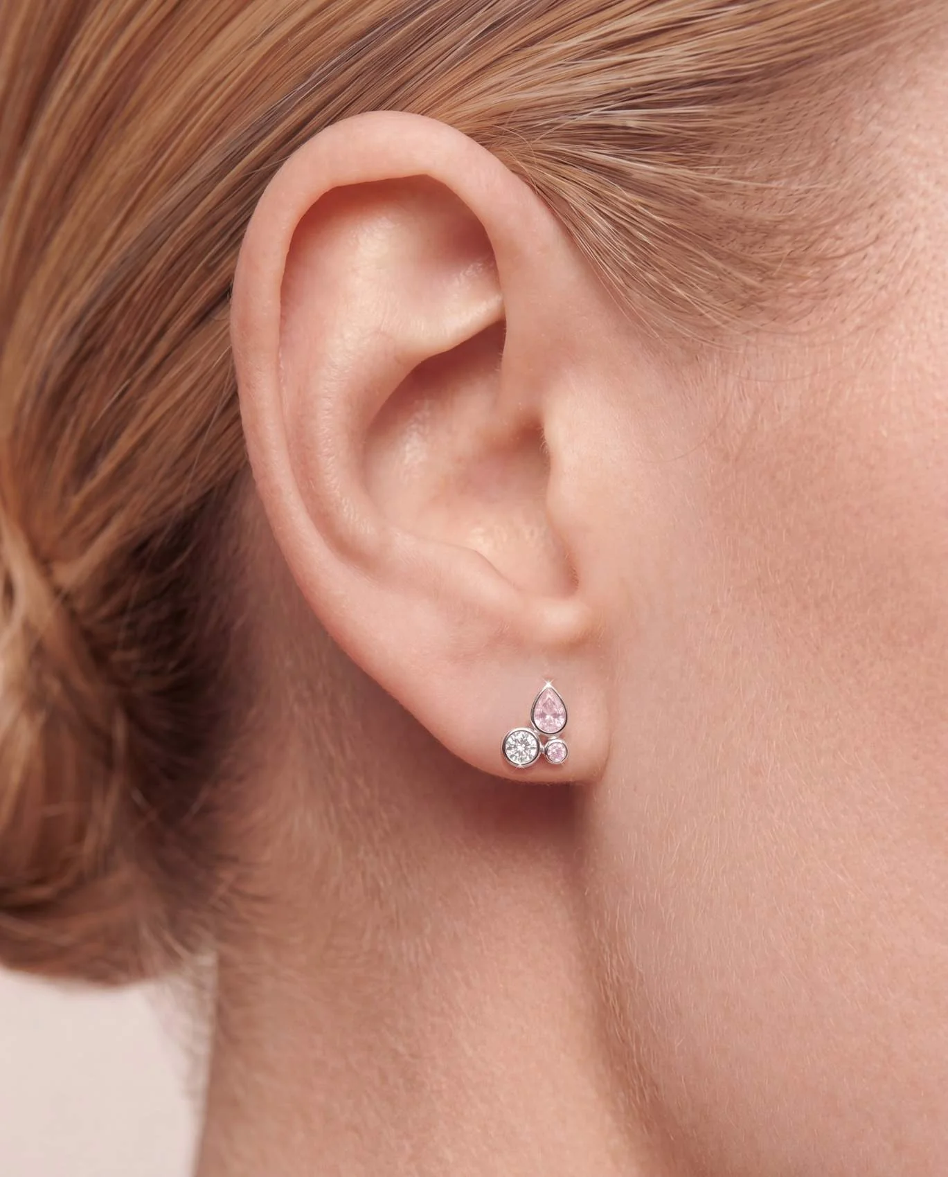 Orecchino Amabile Droplets con Zirconi e Rosa e Bianchi in Argento 925