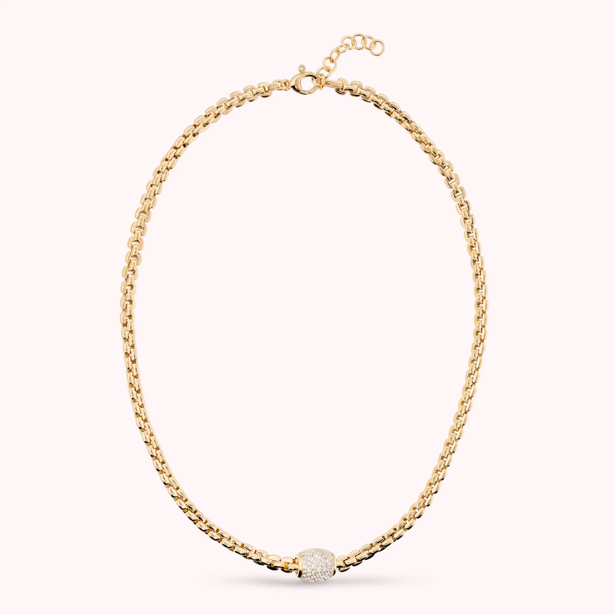 Collana Donna Bronzallure Maglia Rolo Squadrata con Pavé di Cubic Zirconia