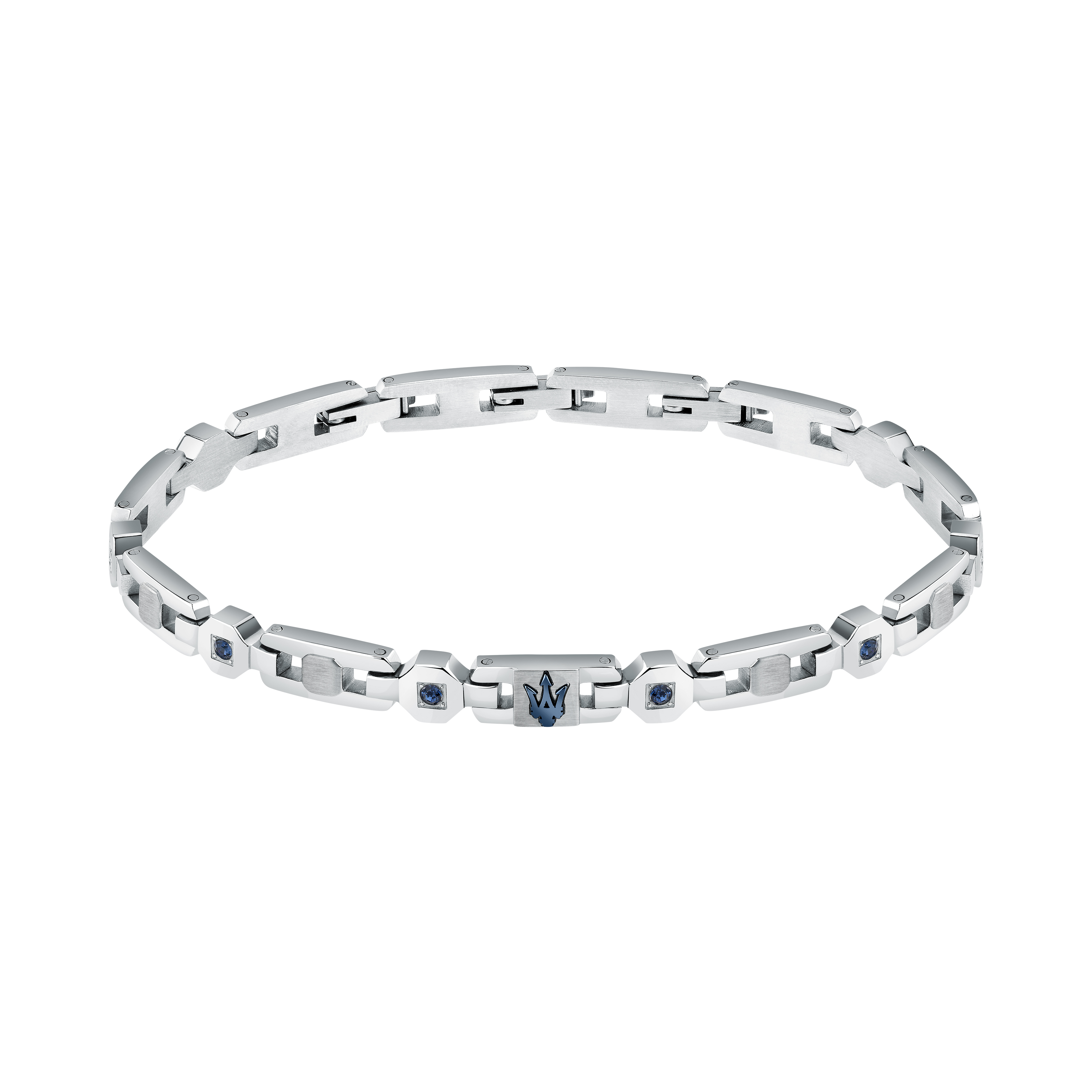 Bracciali Uomo Maserati in Acciaio con dettagli pvd Blu e Zirconi Blu 