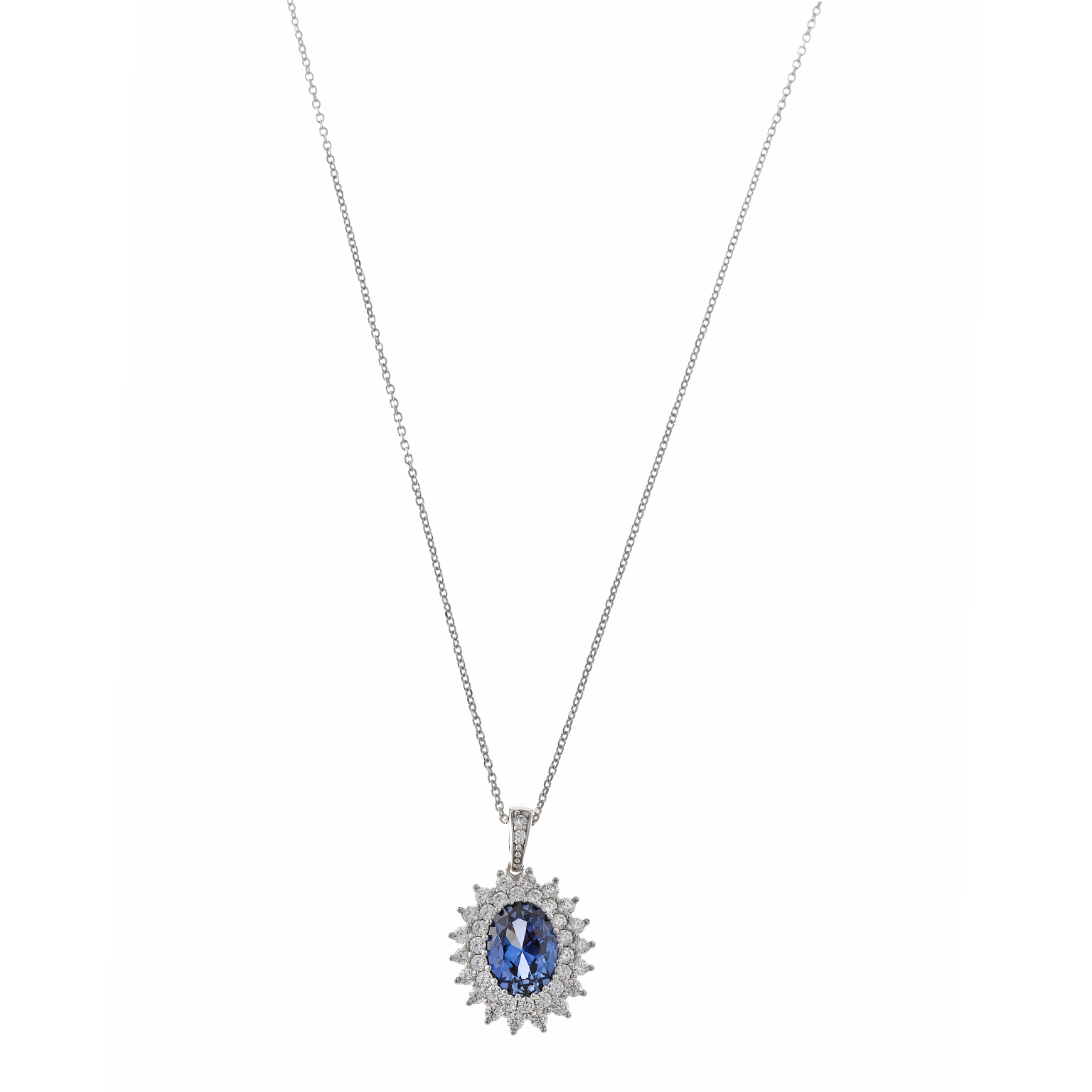 Collana Donna Salvatore Plata Con Zaffiro Blu Sintetico