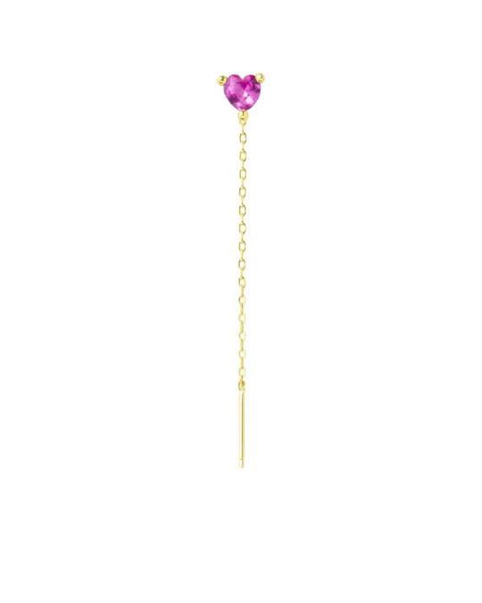 Orecchino Saliscendi Dorato Donna Amabile Lovli Cuore con Cuore Fucsia 