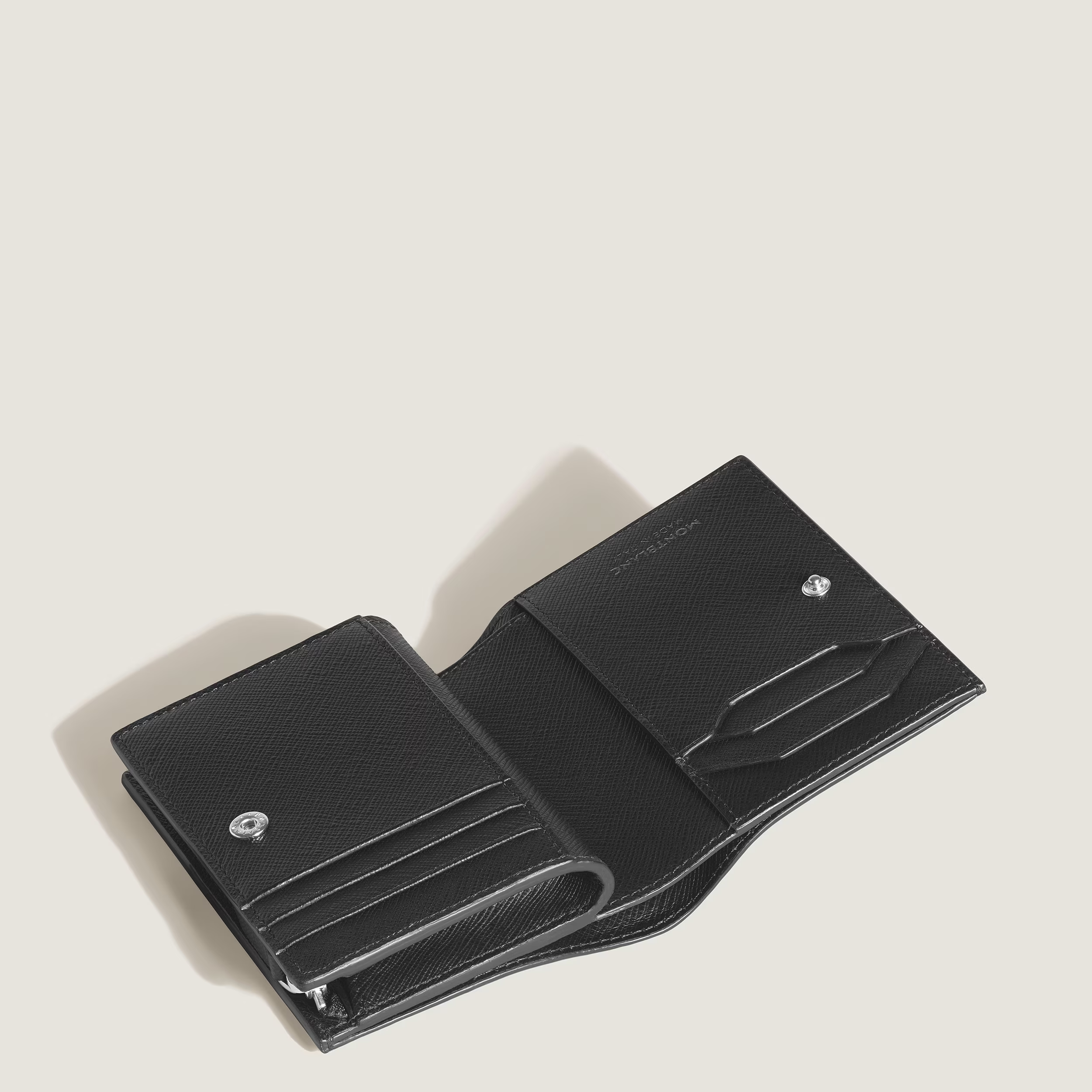 Portafoglio Compatto Montblanc 8 Tasche con Cerniera in Pelle Nera Sartorial
