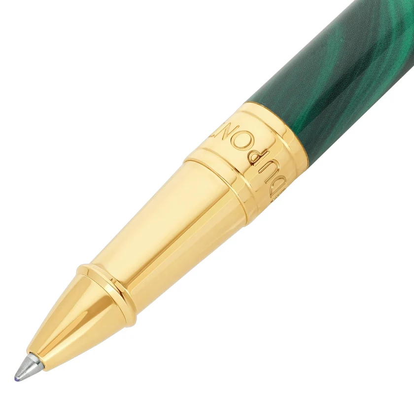 Penna Roller Dupont Initial Verde Finitura Oro