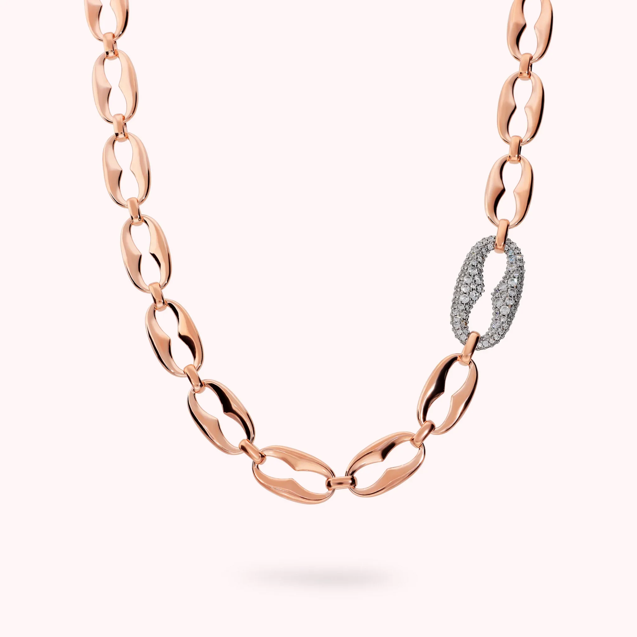 Collana Donna Bronzallure Maxi Maglia Marina e Pavé di Cubic Zirconia