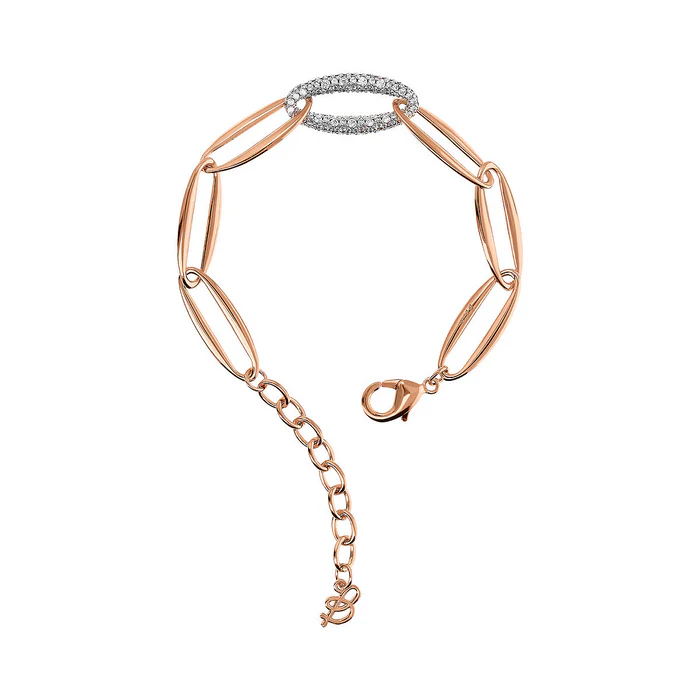 Bracciale Donna Bronzallure Maglie Marquise ed elemento in Pavé di Cubic Zirconia