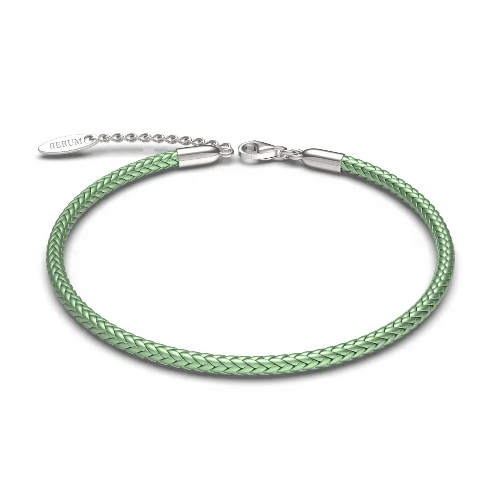 Bracciale Rerum Cordino Nylon Verde in Argento 925