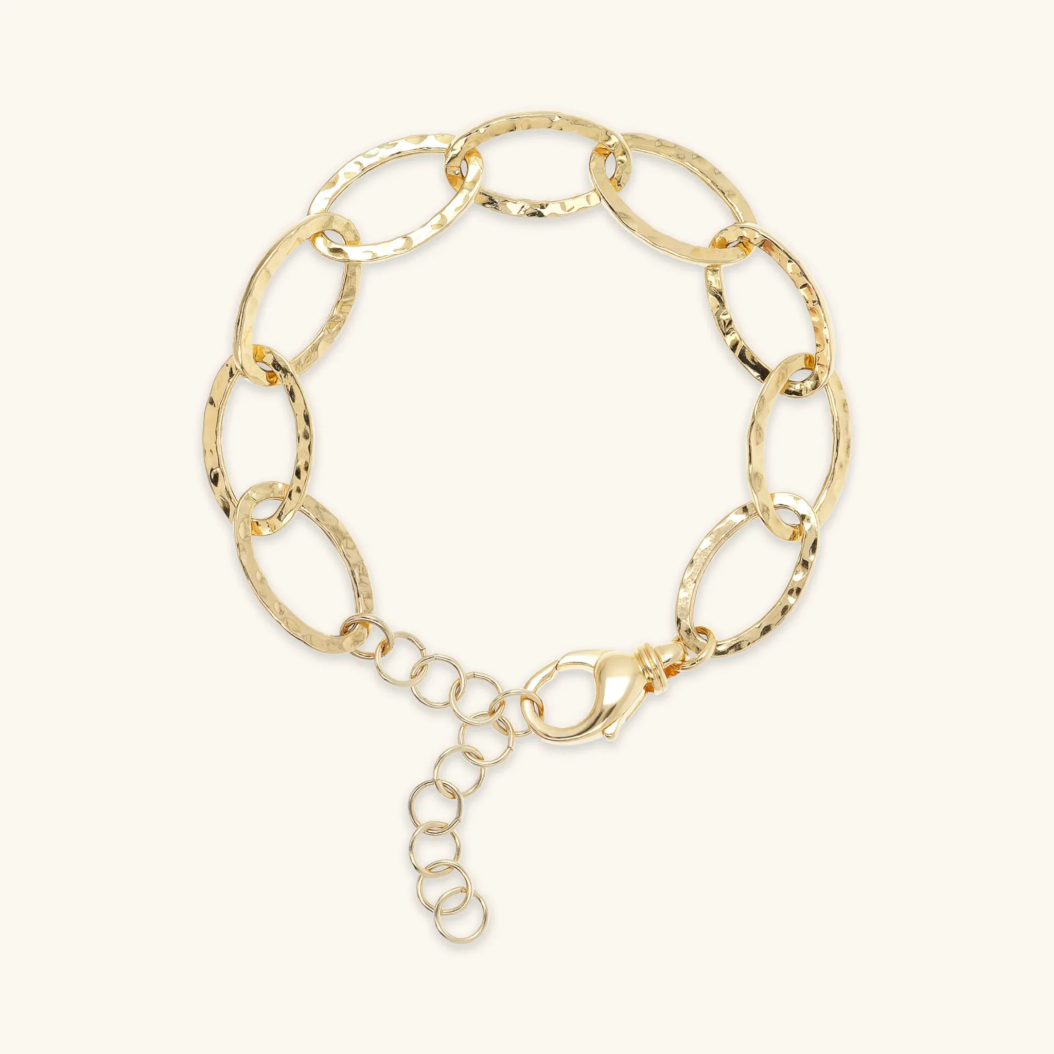 Bracciale Donna Etrusca Catena Sottile Ovale Allungata Martellata