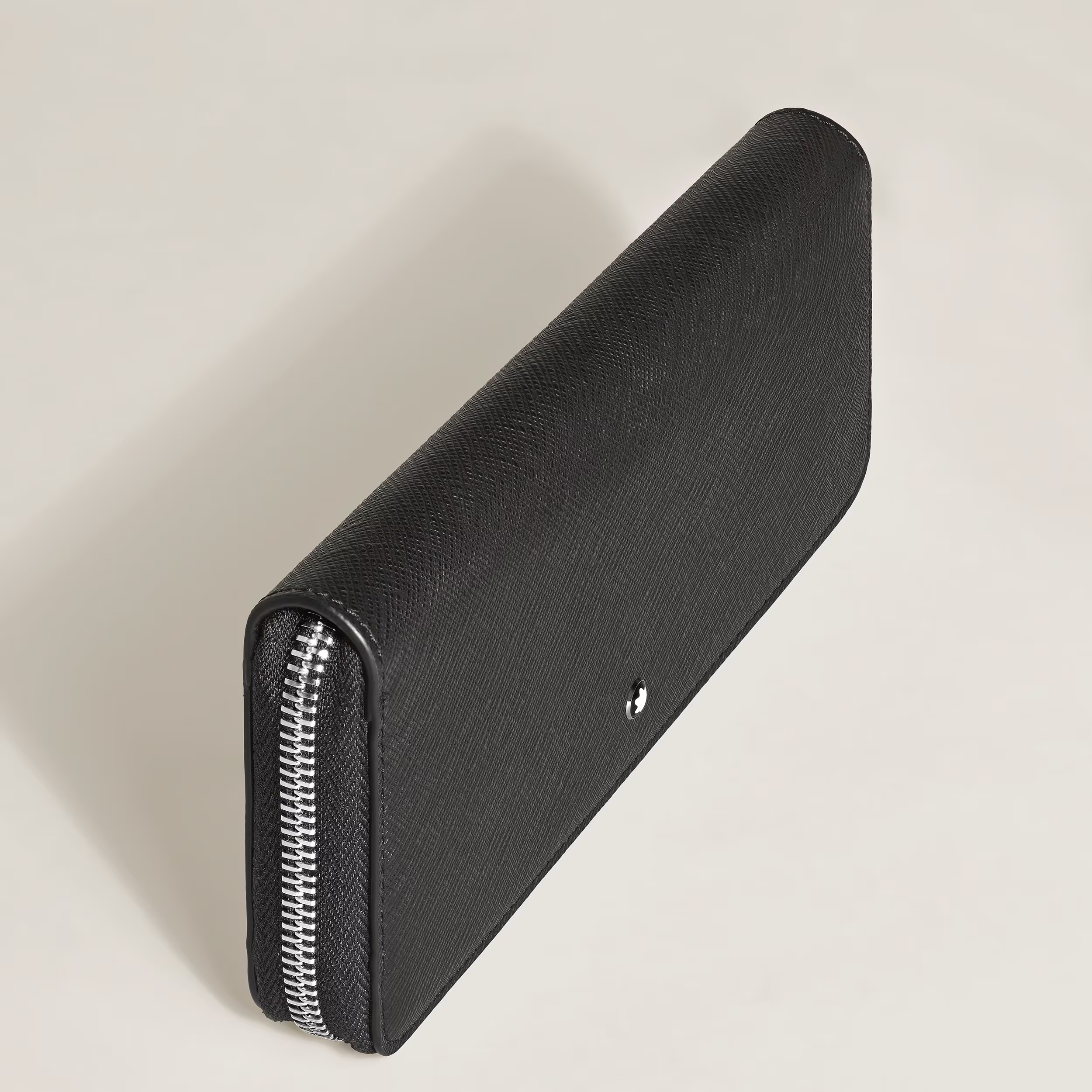 Portafoglio Montblanc 8 Tasche con Cerniera in Pelle Sartorial Nero