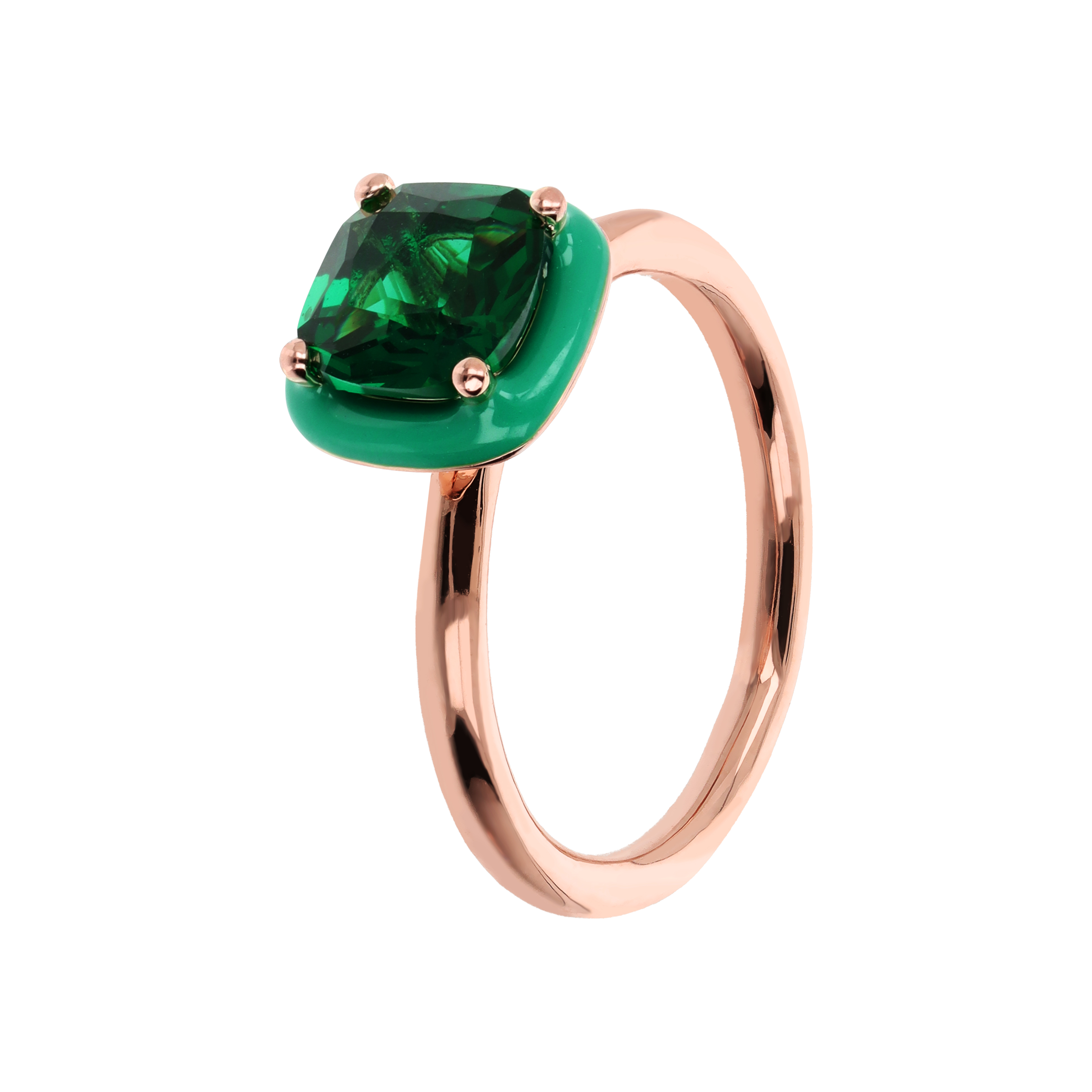 Anello Donna Bronzallure con Nano Cristallo Quadrato Verde