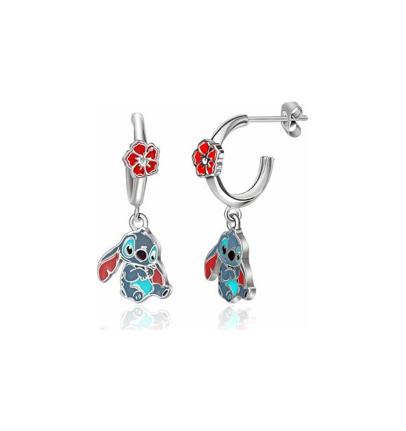 Orecchini Disney con Fiore Rosso e Stitch 