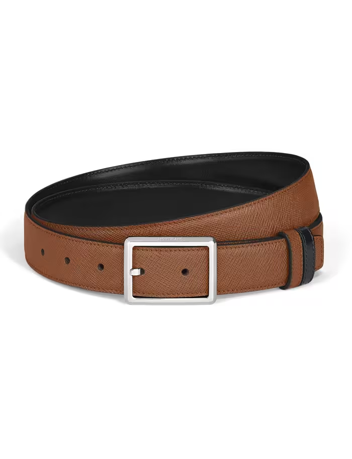 Cintura Reversibile Montblanc 30 mm in Pelle Sartorial con Fibbia Rettangolare