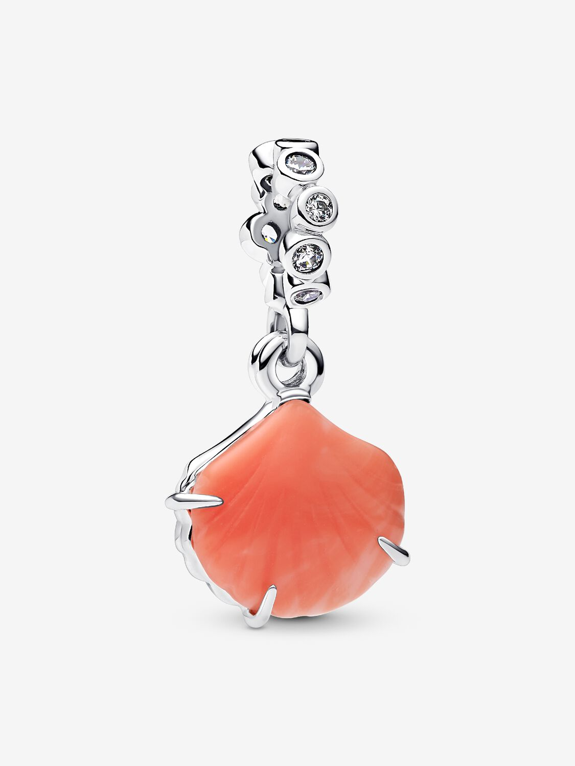 Charm Pandora Pendente Doppio Conchiglia Color Corallo Argento Sterling 925
