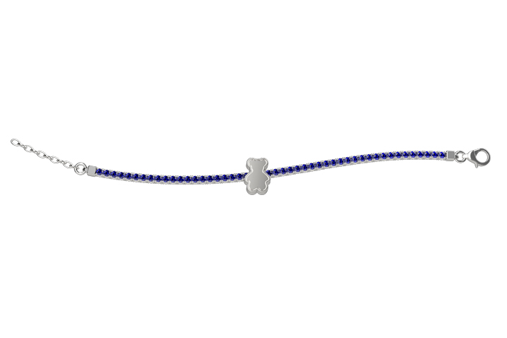 Bracciale Bimbo Nanan Tennis con Orsetto e Zirconi Blu 