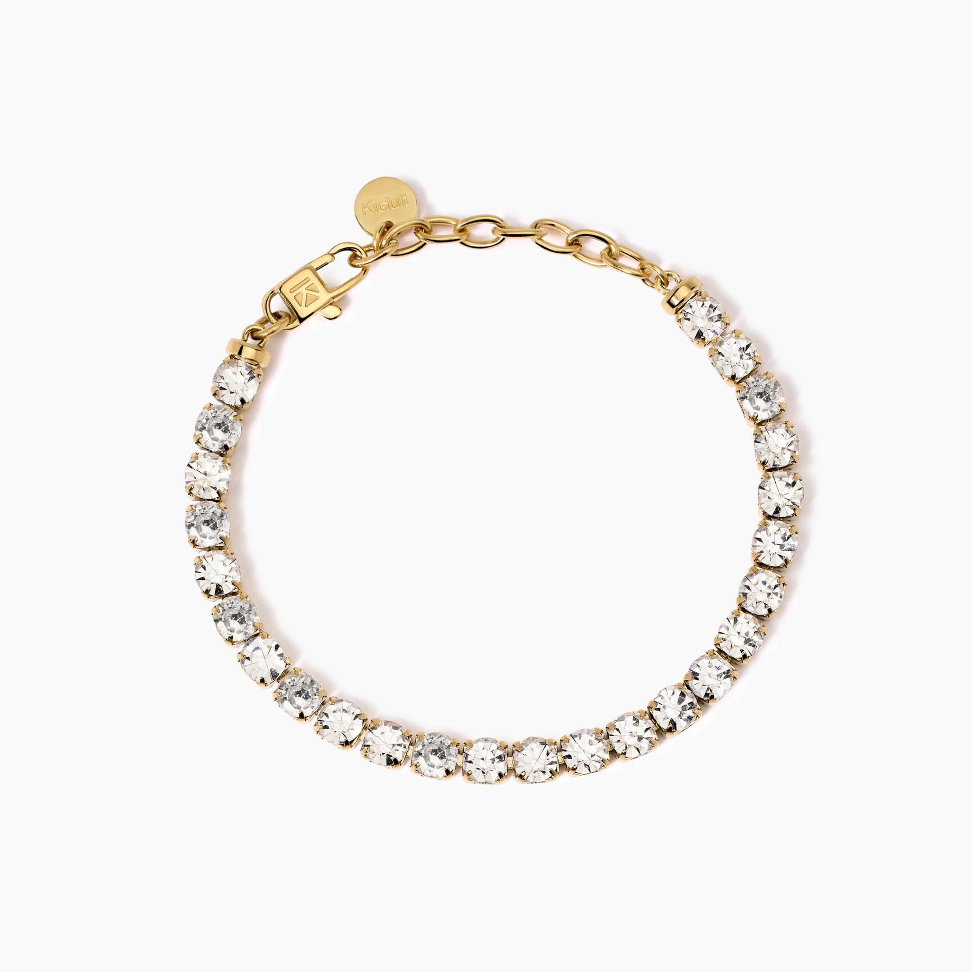 Bracciale Donna Kidult Tennis Dorato con Cristalli Bianchi 