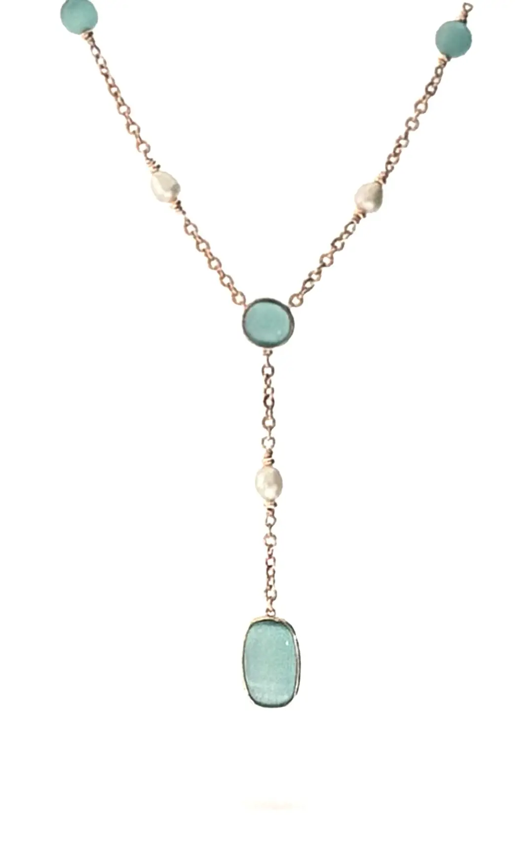 Collana Donna Bronzallure con Pietre Verde Smeraldo e Perle