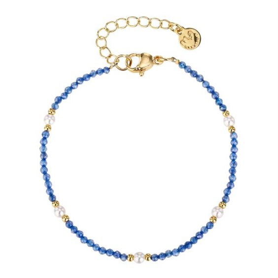 Bracciale Donna Boccadamo in Acciaio Dorato con Perline Blu e Perla 