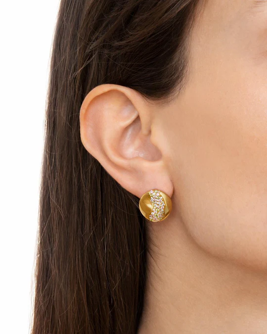 Orecchino Donna Dorato Amabile Horizon Sfera a Bottone con Piccoli Zirconi Colorati 