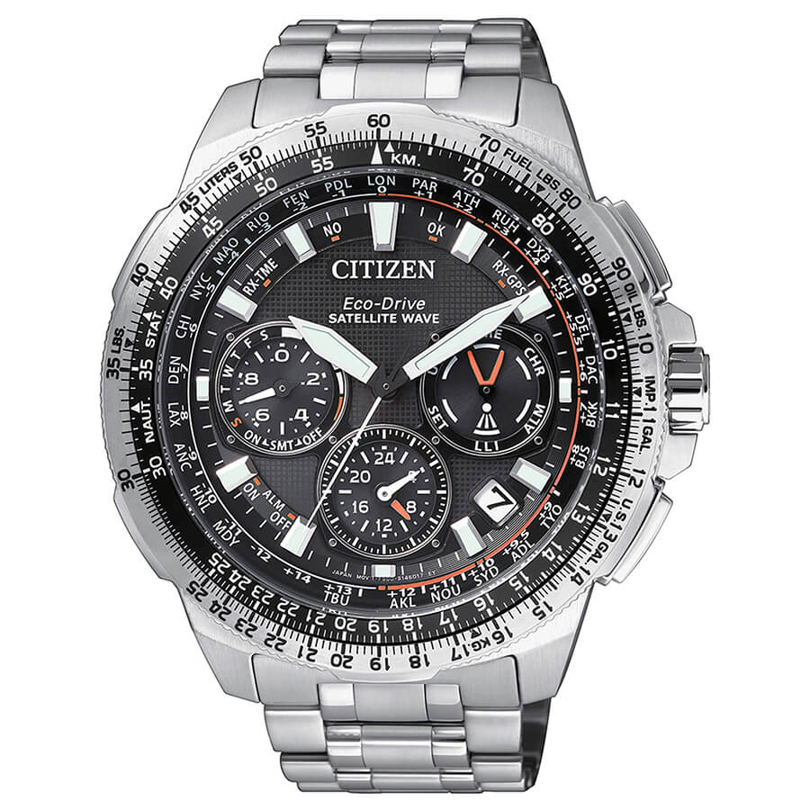 Orologio Uomo Citizen Satellite Wave Eco-Drive con Quadrante Nero 47 mm 