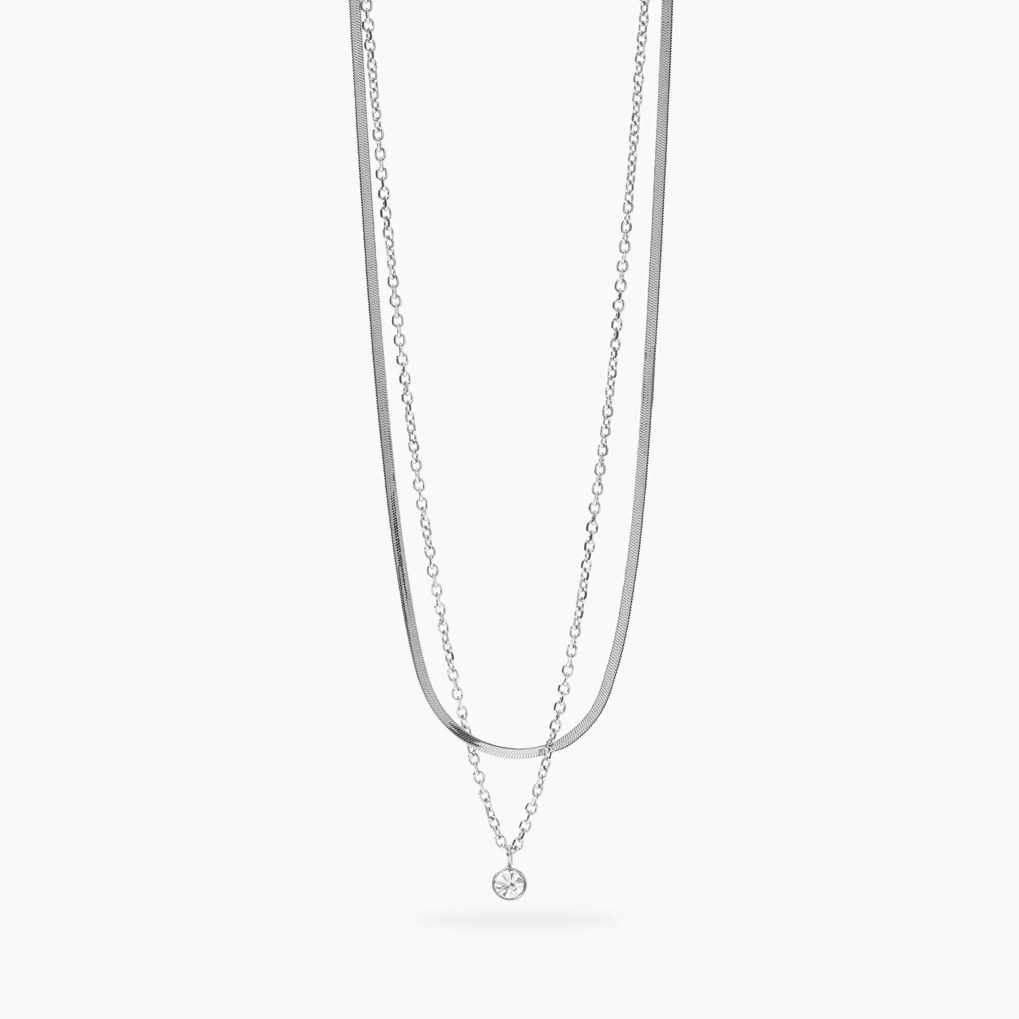 Collana Donna Kidult con Catene e Cristallo 