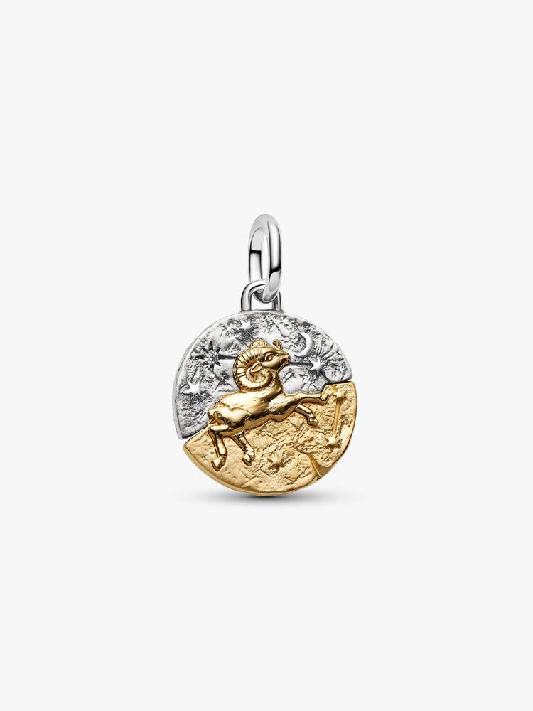 Charm Pandora Medallion Ariete in Argento Sterling 925 Rifinito in Oro