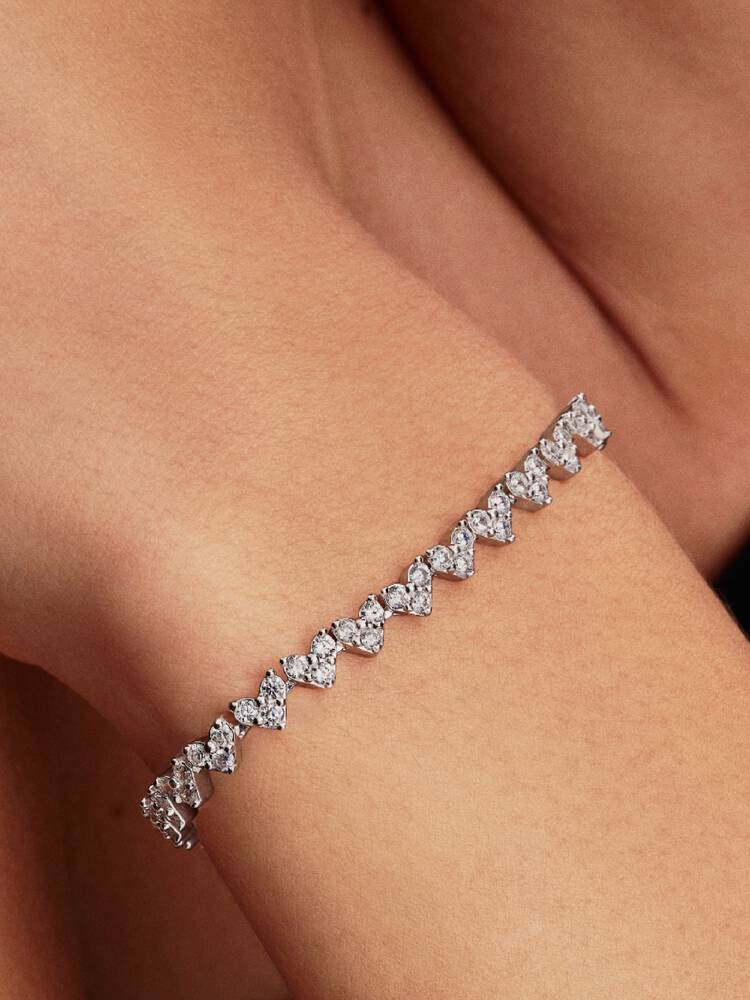 Bracciale Pandora Cuori con Tre Pietre Misura 16 cm
