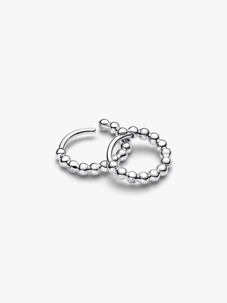 Orecchini Cerchi Pandora Piccoli Sfere con Punto Luce in Argento Sterling 925