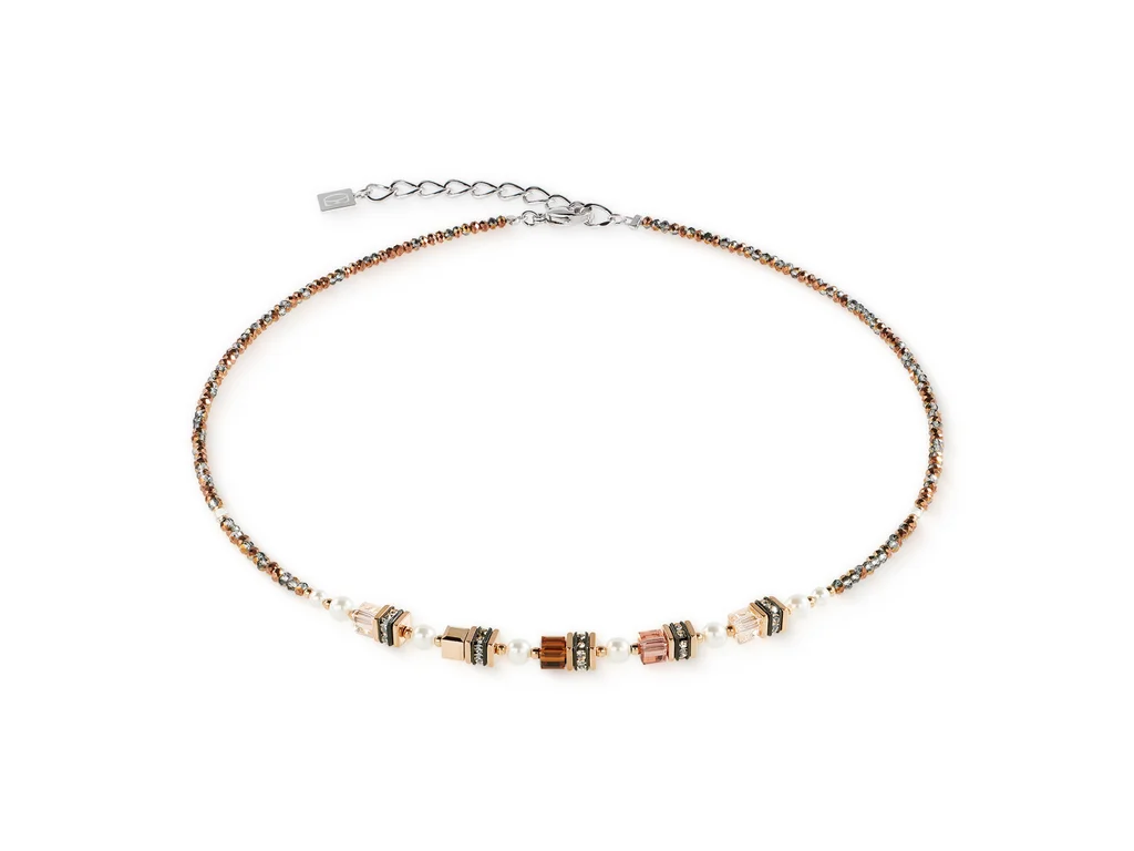 Collana Coeur De Lion Sparkling Princess Mocha Mousse Perle e Cristalli Marroni