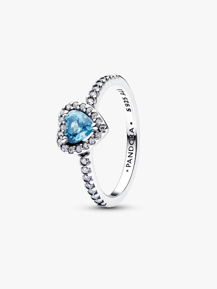 Anello Pandora Cuore in Rilievo Azzurro Misura 50