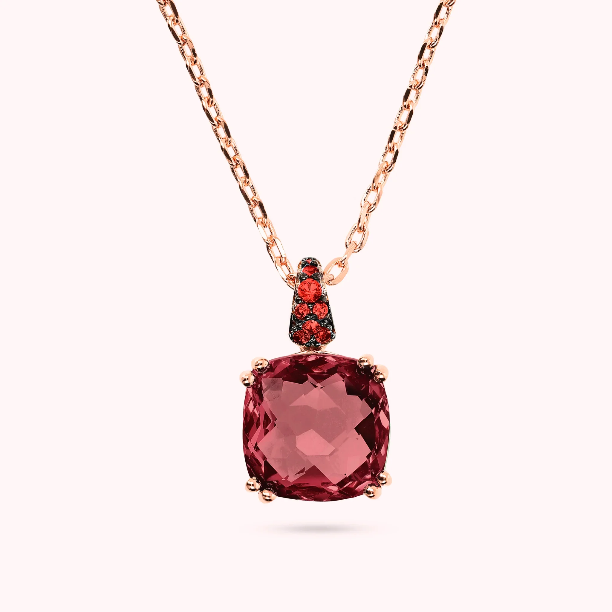 Collana Donna Bronzallure Catena Rolo con Prisma Gem Quadrata e Pavé