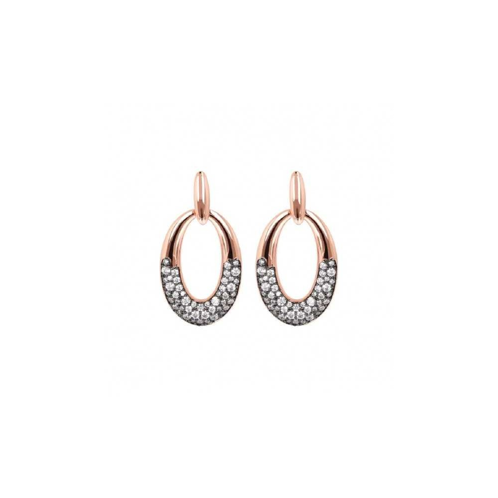 Orecchini Donna Bronzallure Pendente Ovale con Zirconi Bianchi 